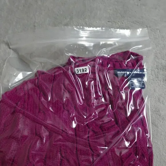 Ralph Lauren Sport Sweater Women's Medium Pink Cable Knit Long Sleeve Vintage